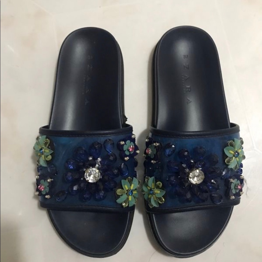 zara flower slippers